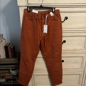Rust Orange High-Waisted Pants